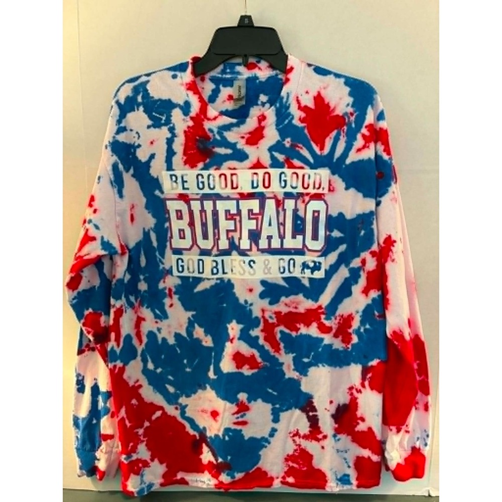 Gildan Heavy Cotton Buffalo NY Tie Dye Long Sleeve Shirt Adult Large Patriotic